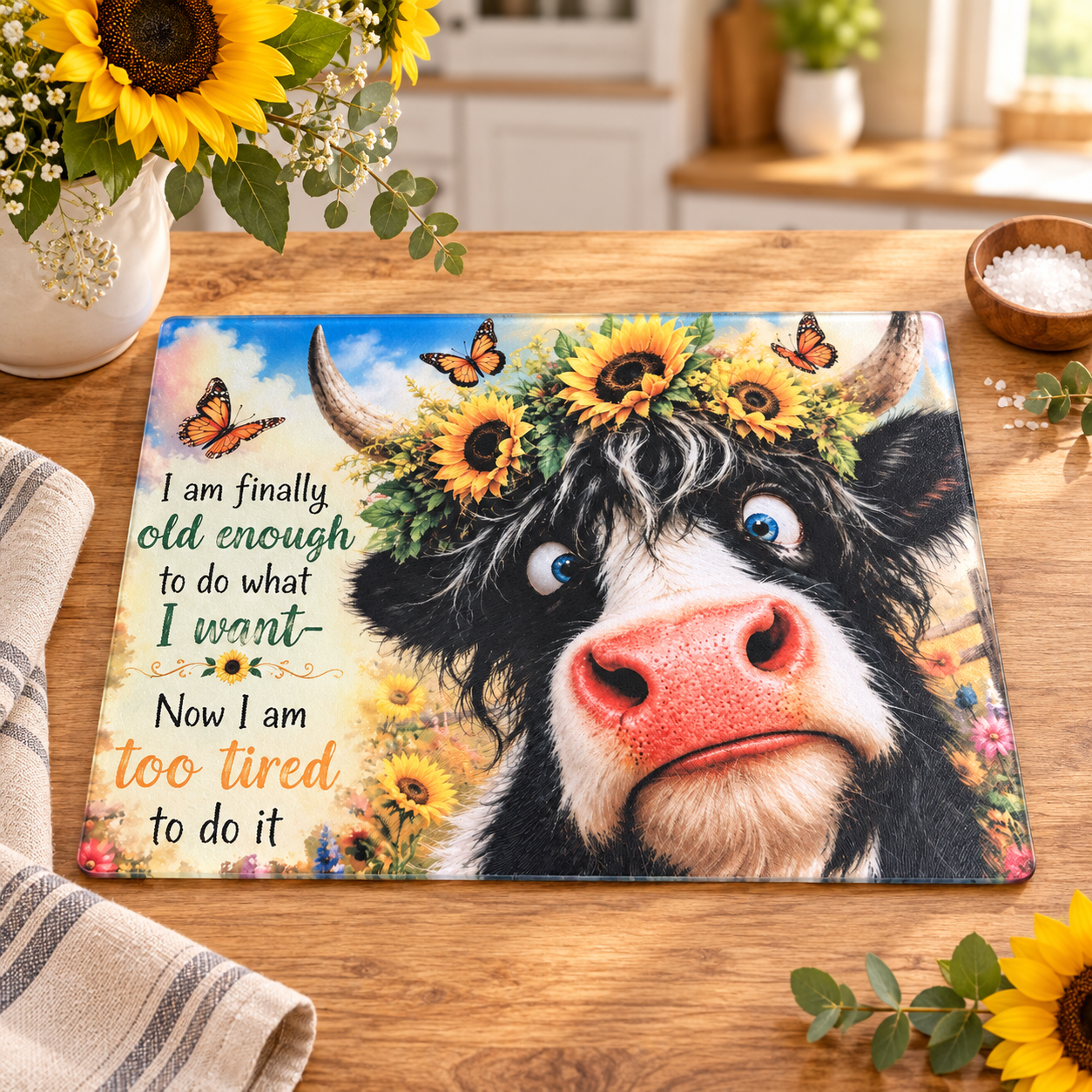 Funny cow glass cutting board