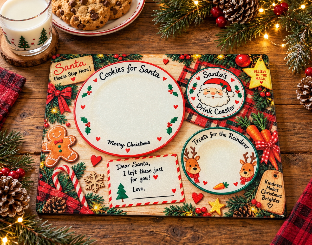 Milk and Cookies for Santa Glass Cutting Board