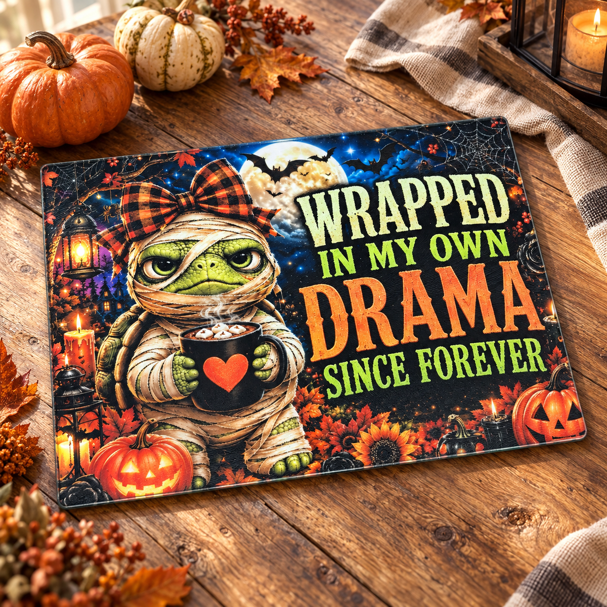 Wrapped in Drama Glass Cutting Board