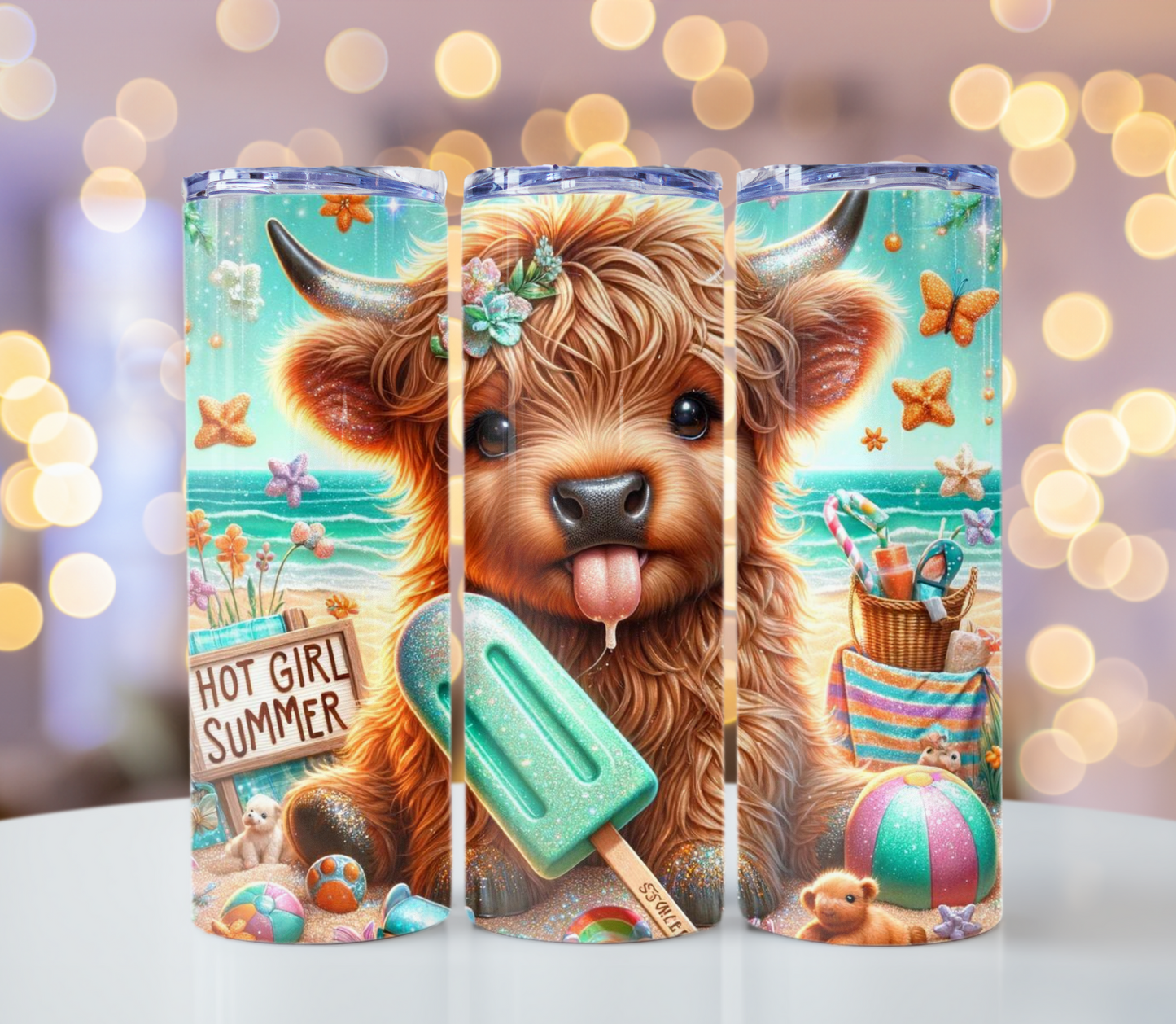 Hot Girl Summer Highland Cow 20oz Tumbler | Glitz & Glamour
