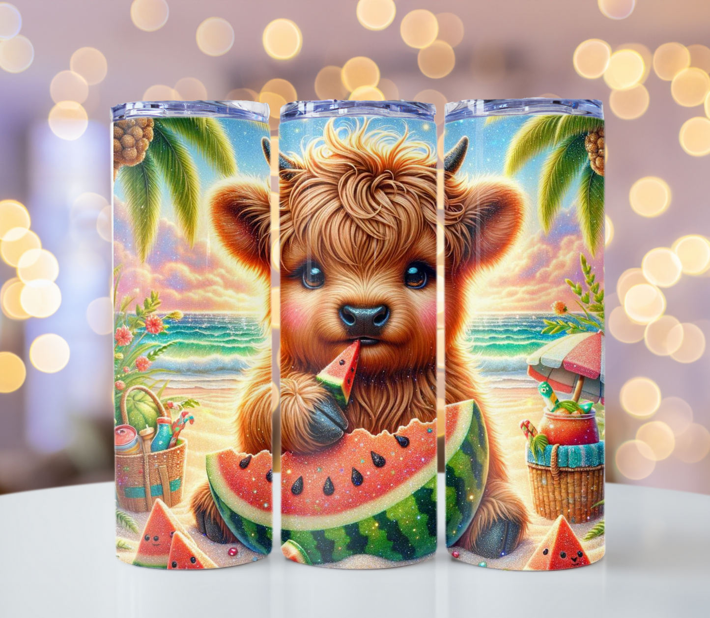 Watermelon Highland Cow | Glitz & Glamour