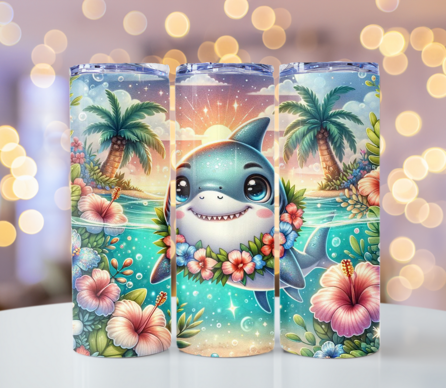 Tropical Shark 20oz Tumbler | Glitz & Glamour
