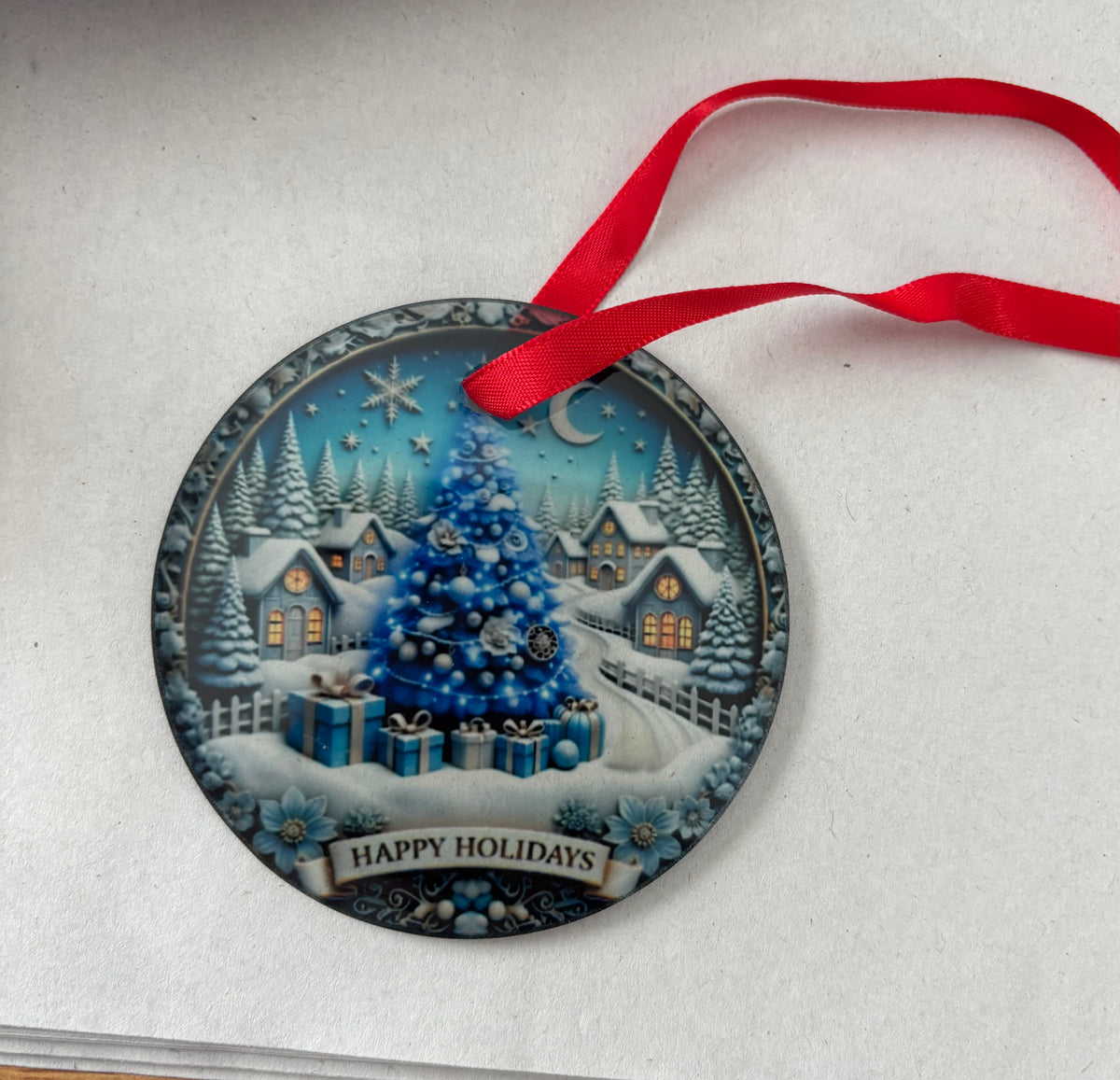 Happy Holidays Glass Ornament