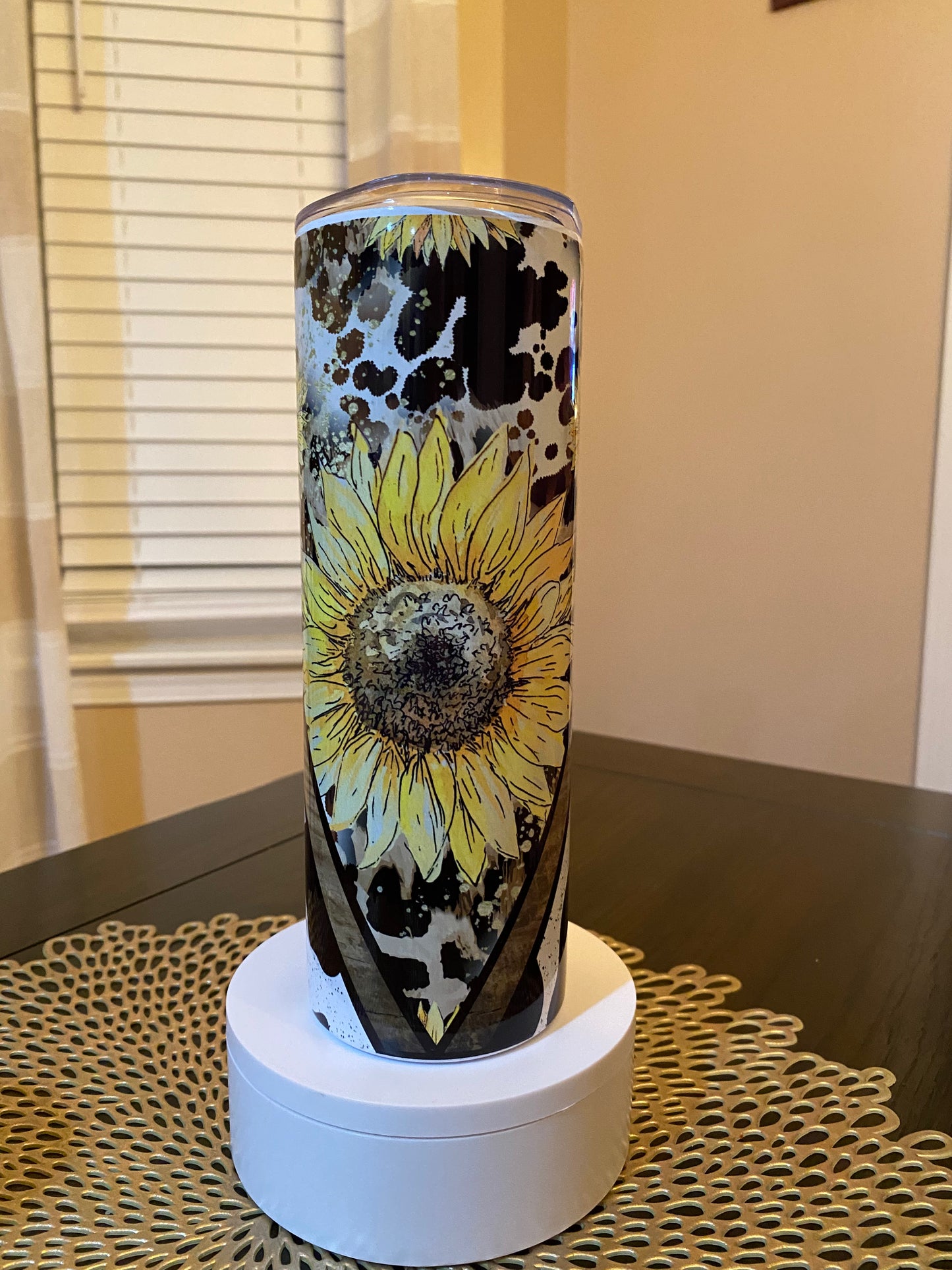 Sunflower Cow Print Tumbler | Glitz & Glamour Tumblers