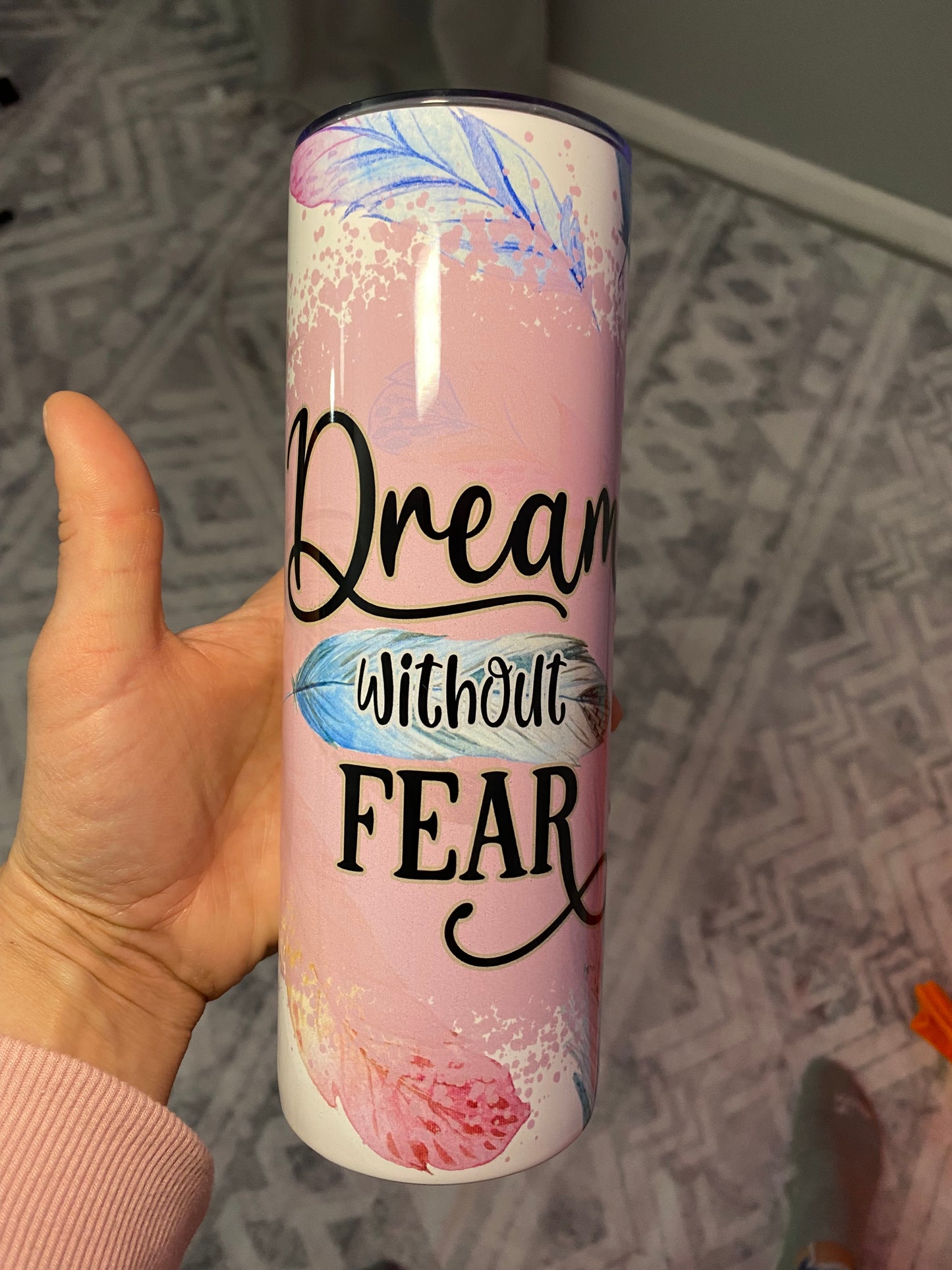 Dream Without Fear Feather Tumbler | Glitz & Glamour Tumblers
