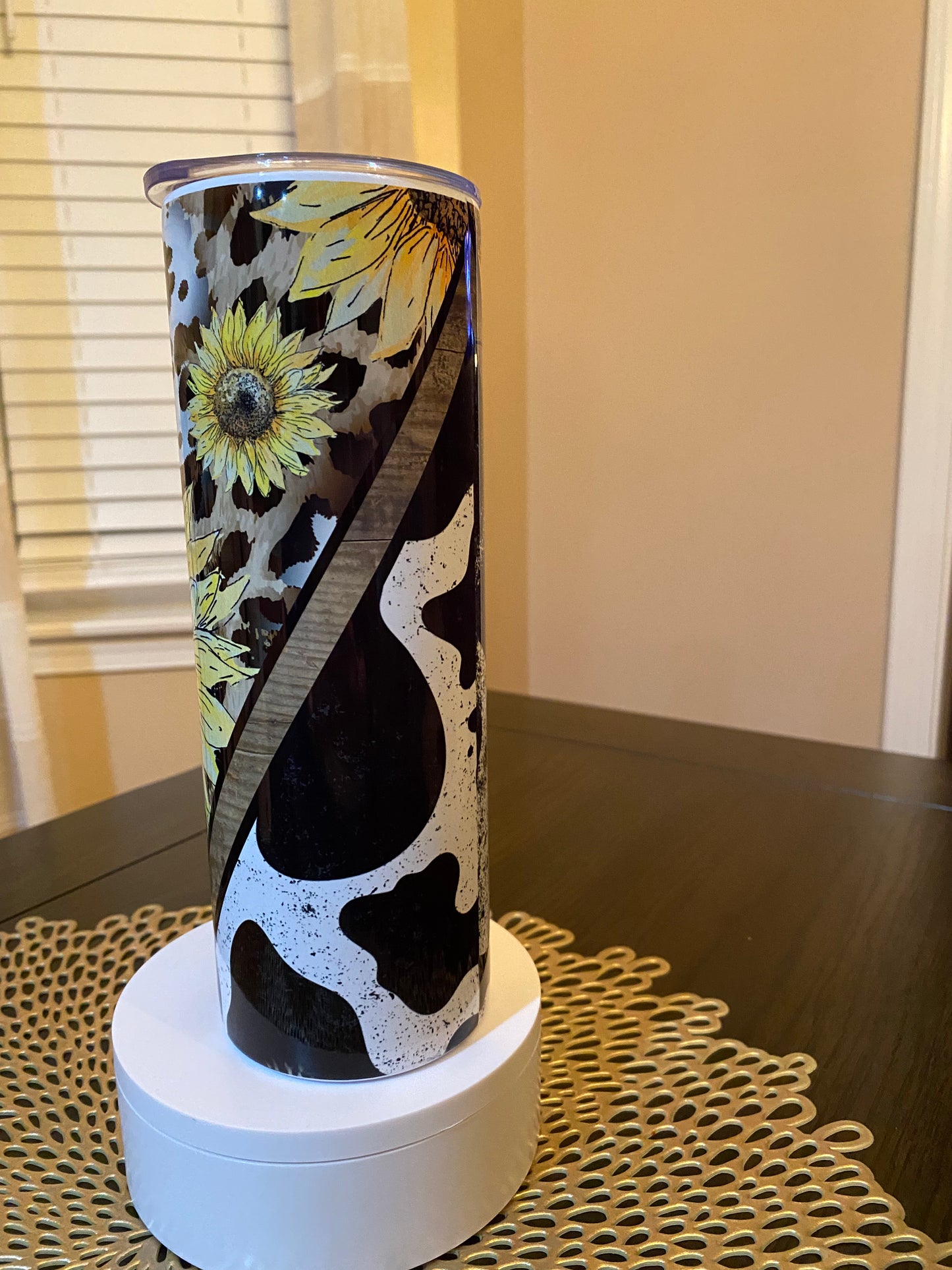 Sunflower Cow Print Tumbler | Glitz & Glamour Tumblers