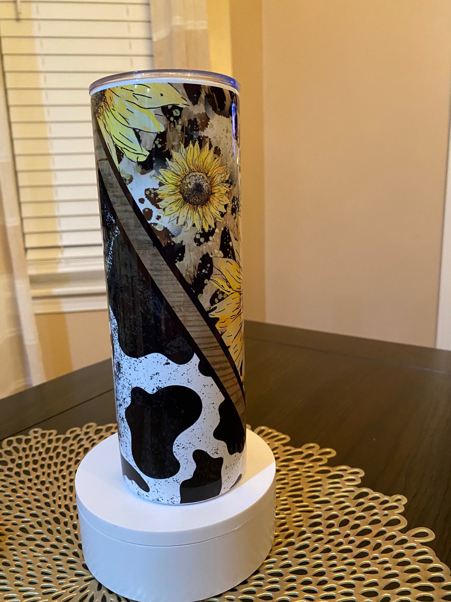 Sunflower Cow Print Tumbler | Glitz & Glamour Tumblers