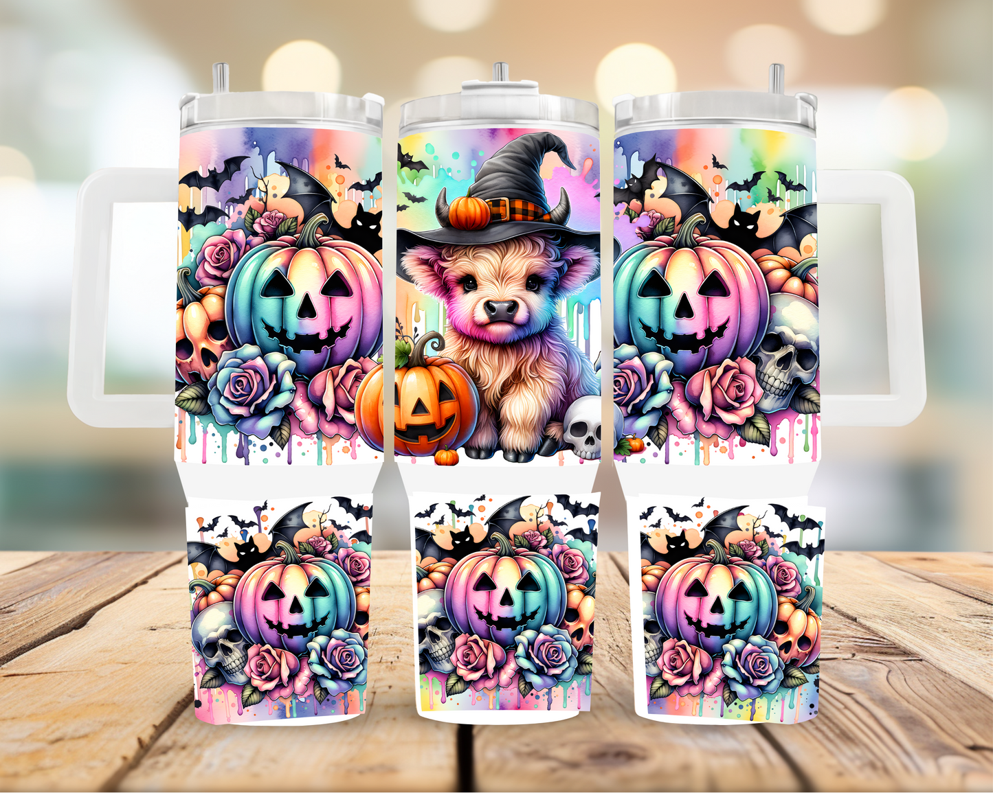 40oz Halloween Highland Cow Tumbler | Glitz & Glamour