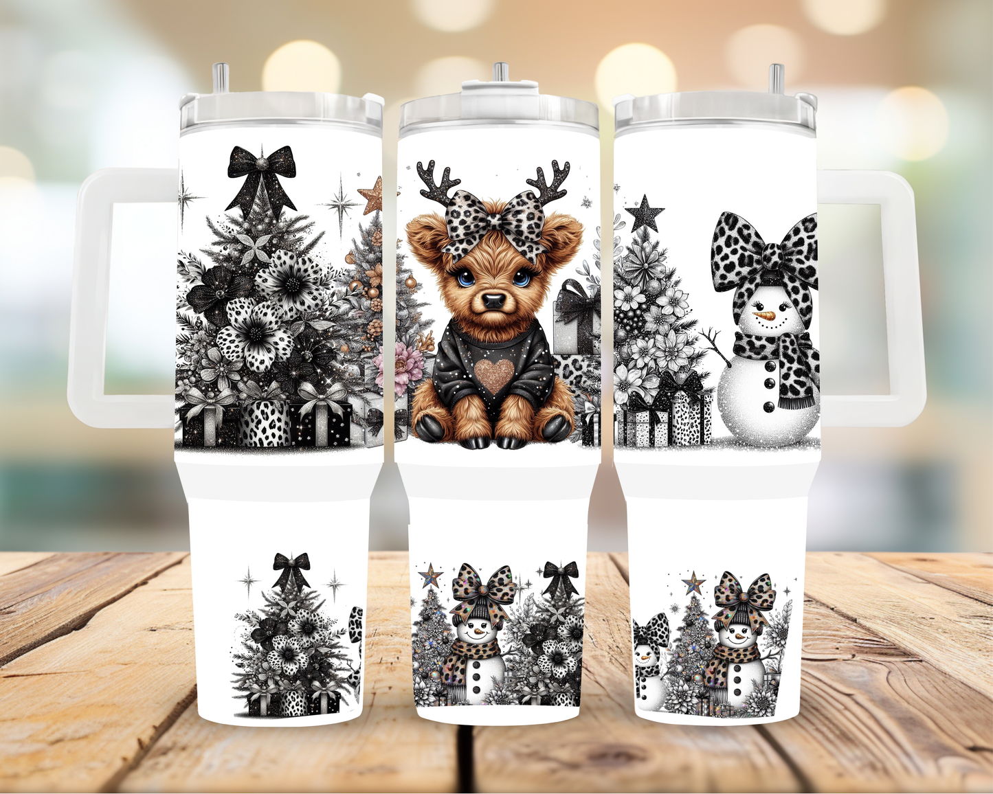 40oz Christmas Highland Cow Tumbler | Glitz & Glamour