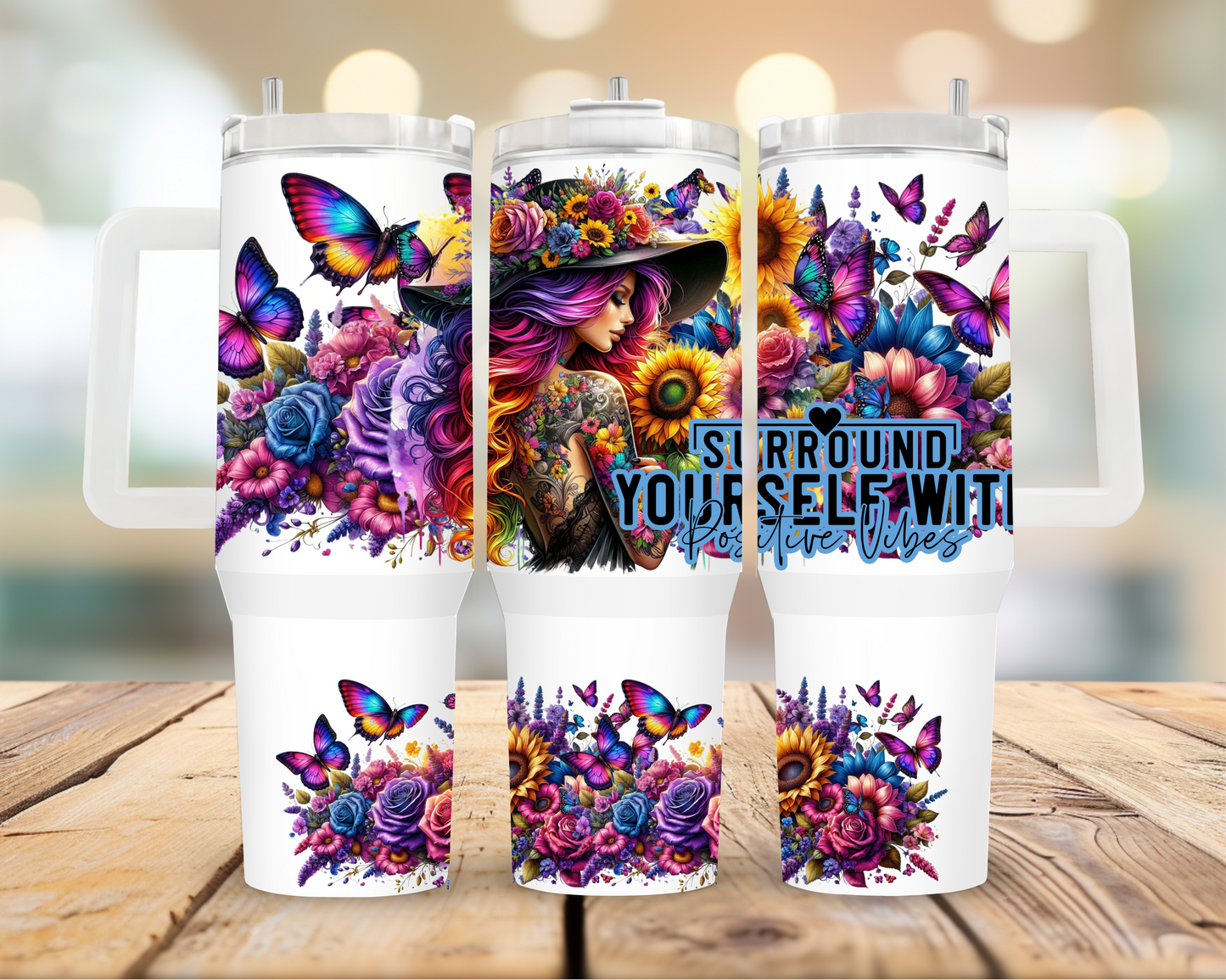 Positive Vibes 40oz Tumbler | Glitz & Glamour