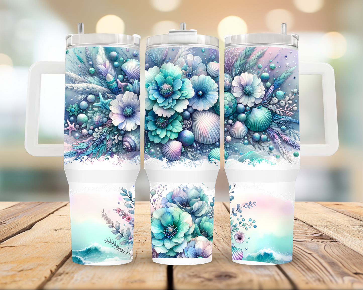 Blue Flower 40 Oz Tumbler | Glitz & Glamour