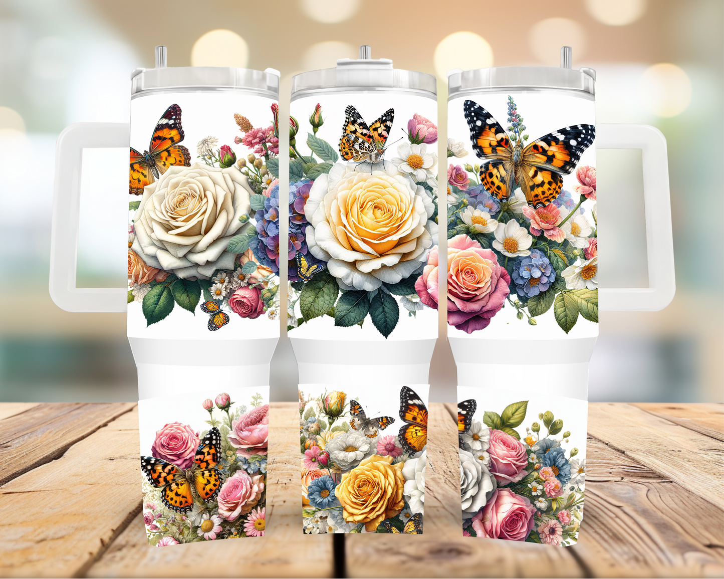Floral Butterfly 40oz Tumbler | Glitz & Glamour