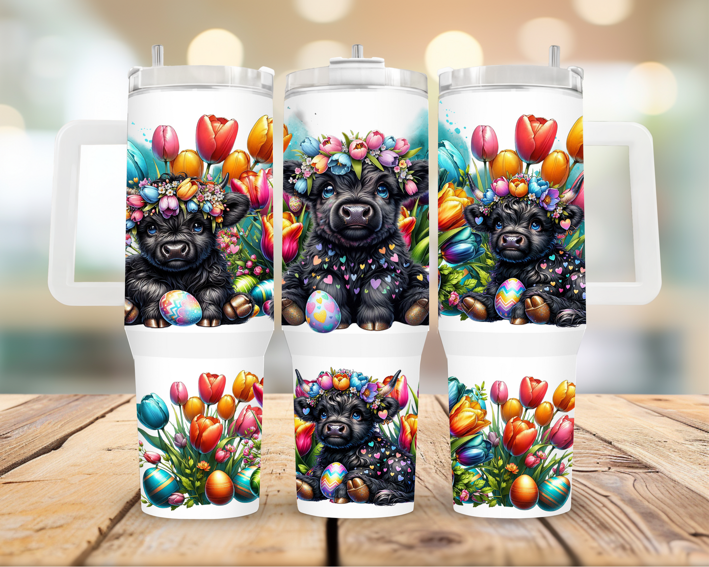 Highland Cow Easter 40Oz Tumbler | Glitz & Glamour