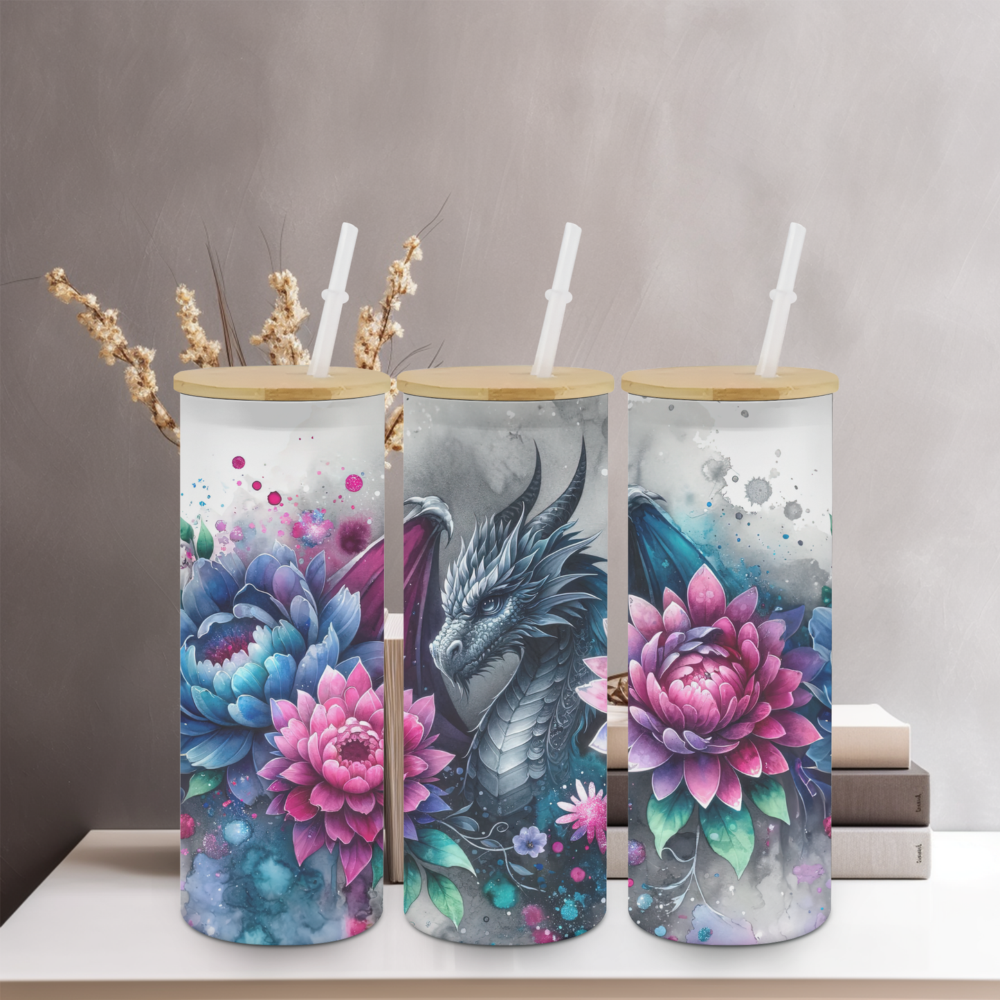Dragon Frosted Glass 25oz Tumbler | Glitz & Glamour Tumblers