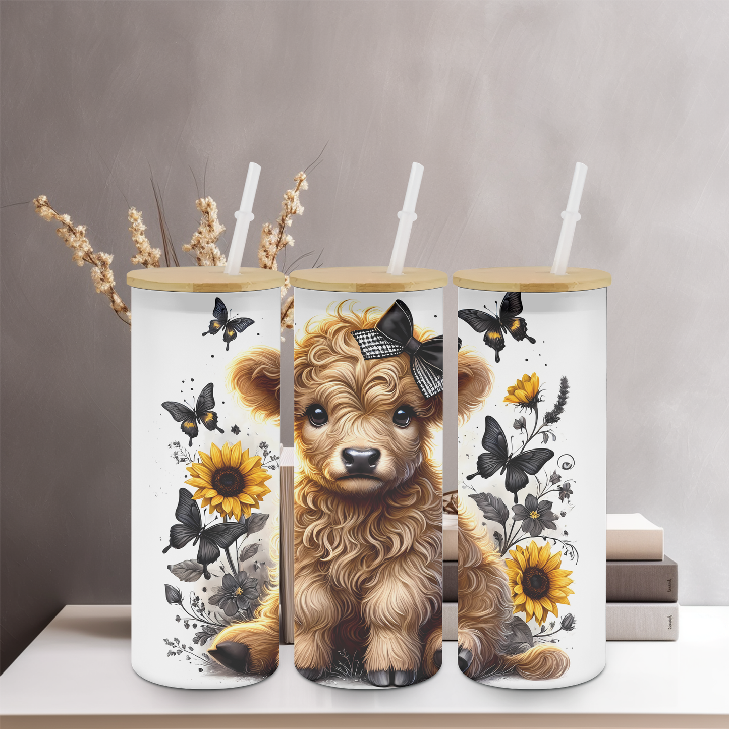 Highland Cow 25oz Frosted Glass Tumbler | Glitz & Glamour