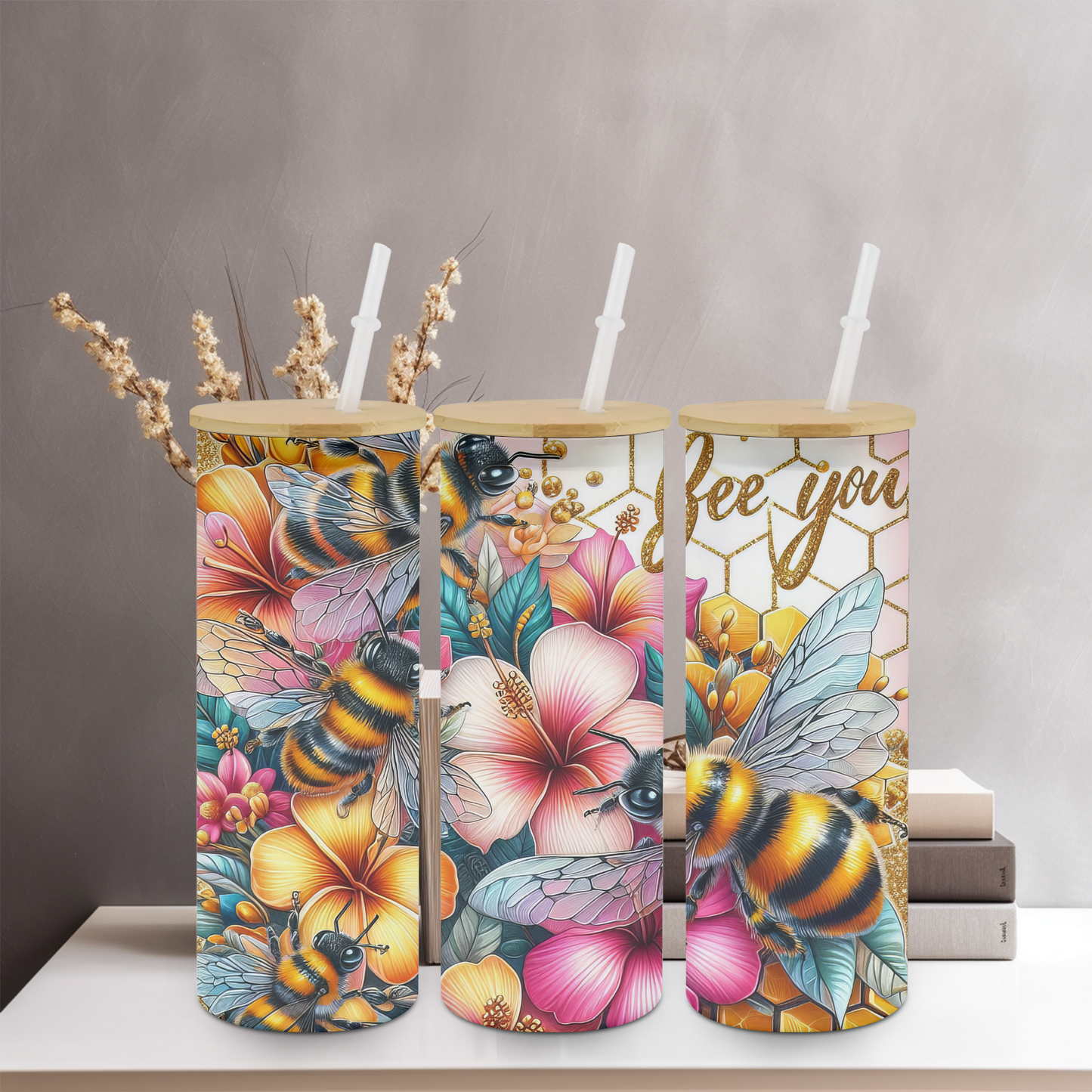 Bee You 25o Frosted Glass Tumbler | Glitz & Glamour
