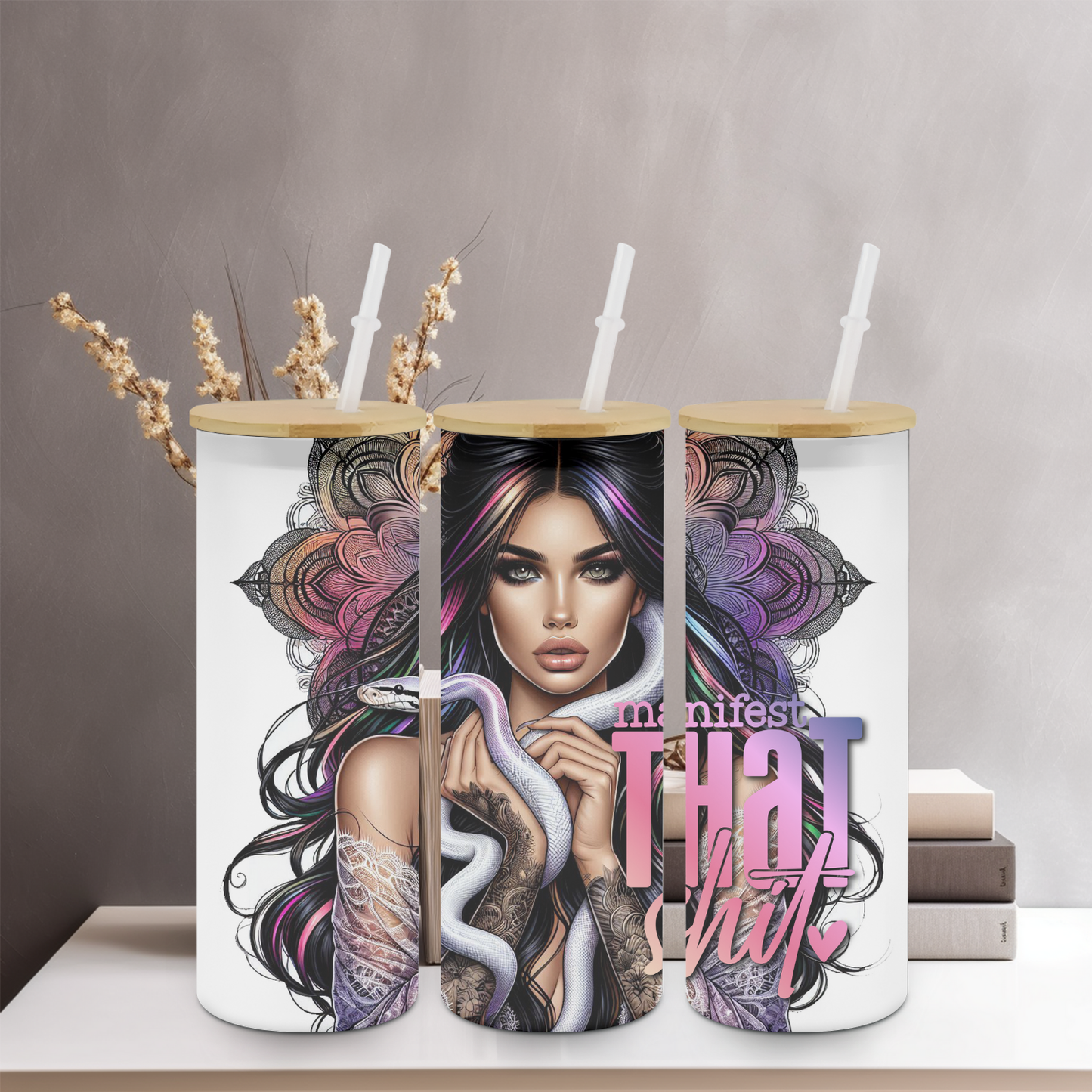 Manifest That 25oz Frosted Glass Tumbler