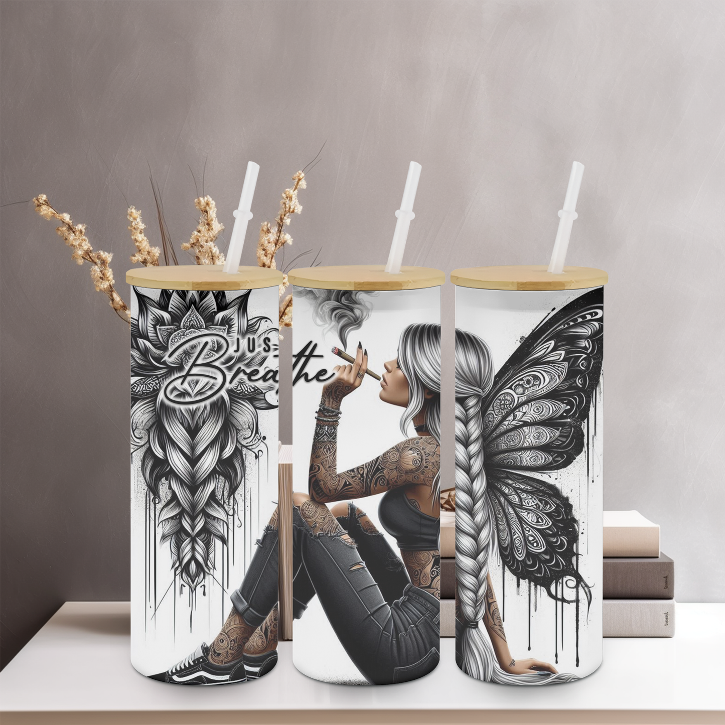 Just Breathe 25oz Frosted Glass Tumbler