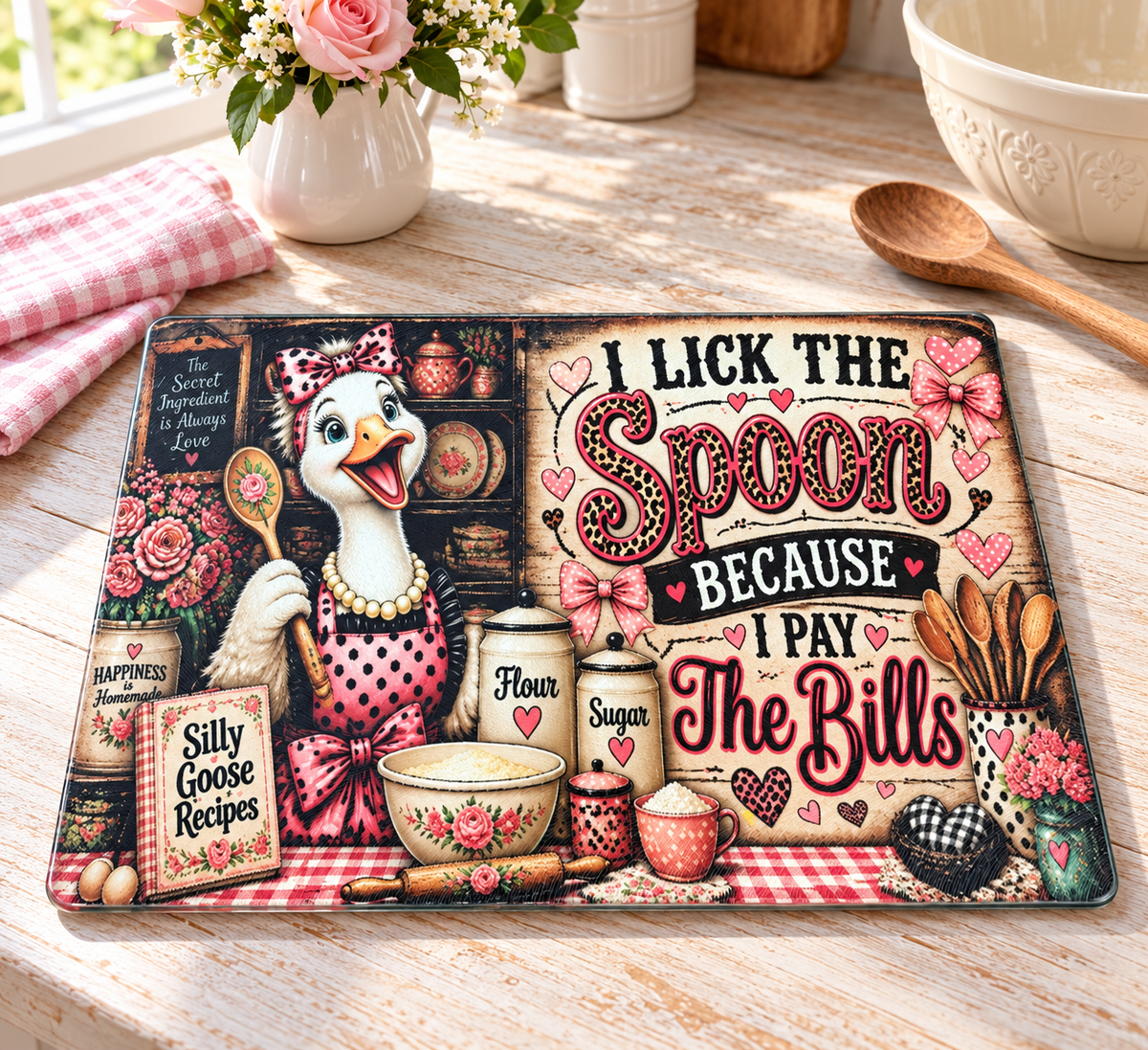 I Lick The Spoon Glass Cutting Board