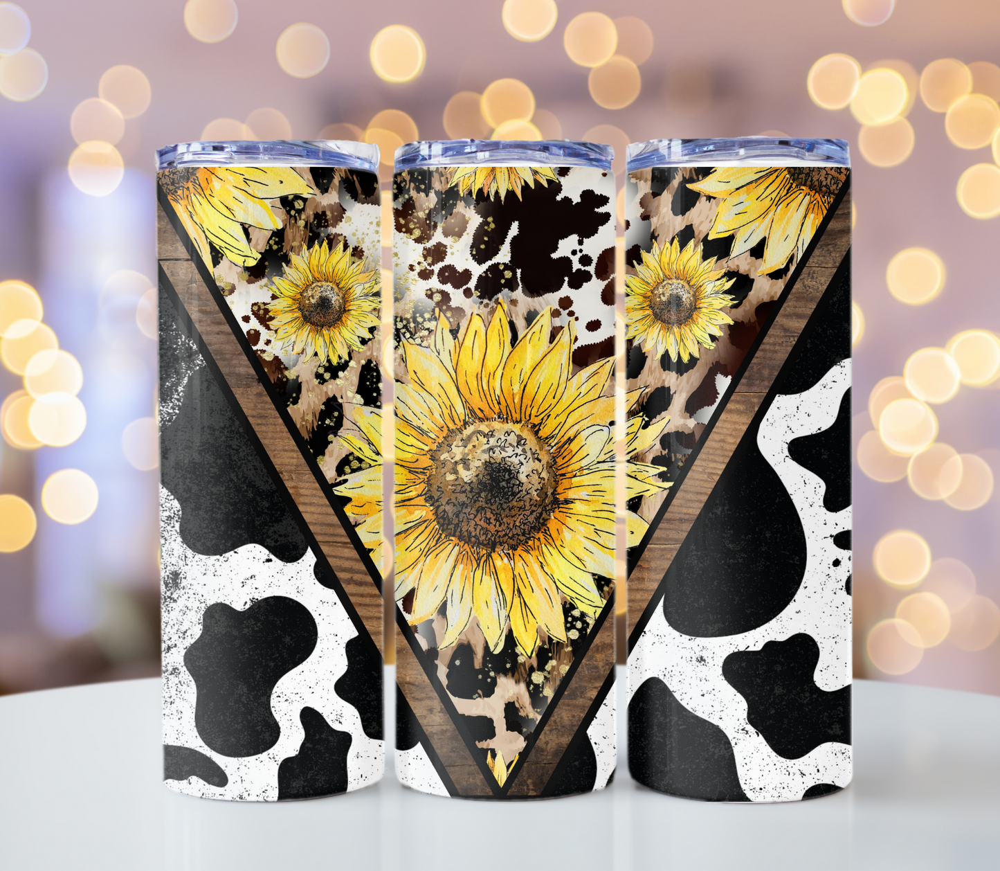 Sunflower Cow Print Tumbler | Glitz & Glamour Tumblers