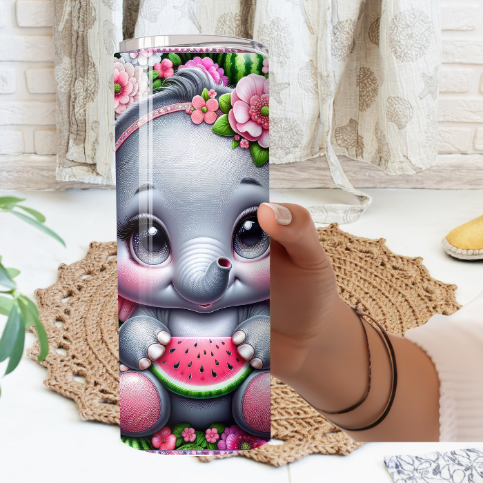 Watermelon Elephant 20oz Tumbler | Glitz & Glamour