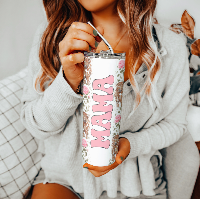 Mama With Highland Cows Tumbler | Glitz & Glamour Tumblers