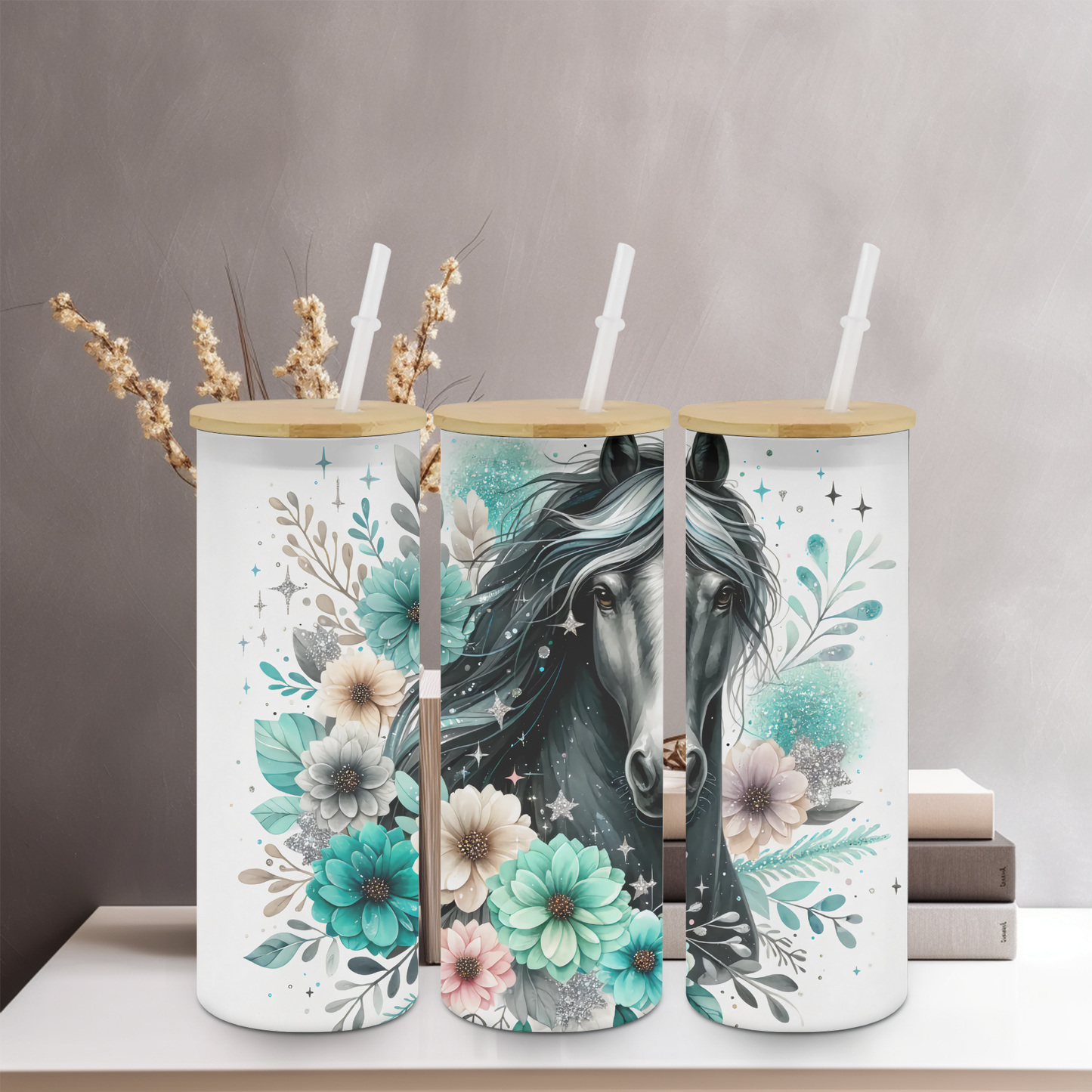 Horse 25oz Frosted Glass Tumbler