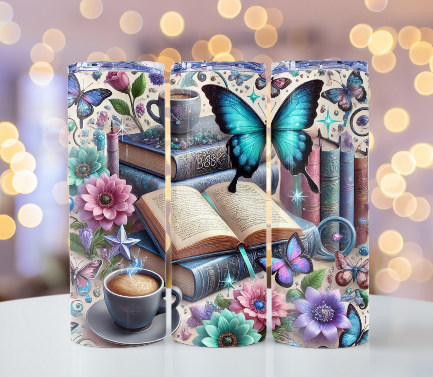 Butterfly and Books Tumbler | Glitz & Glamour Tumblers