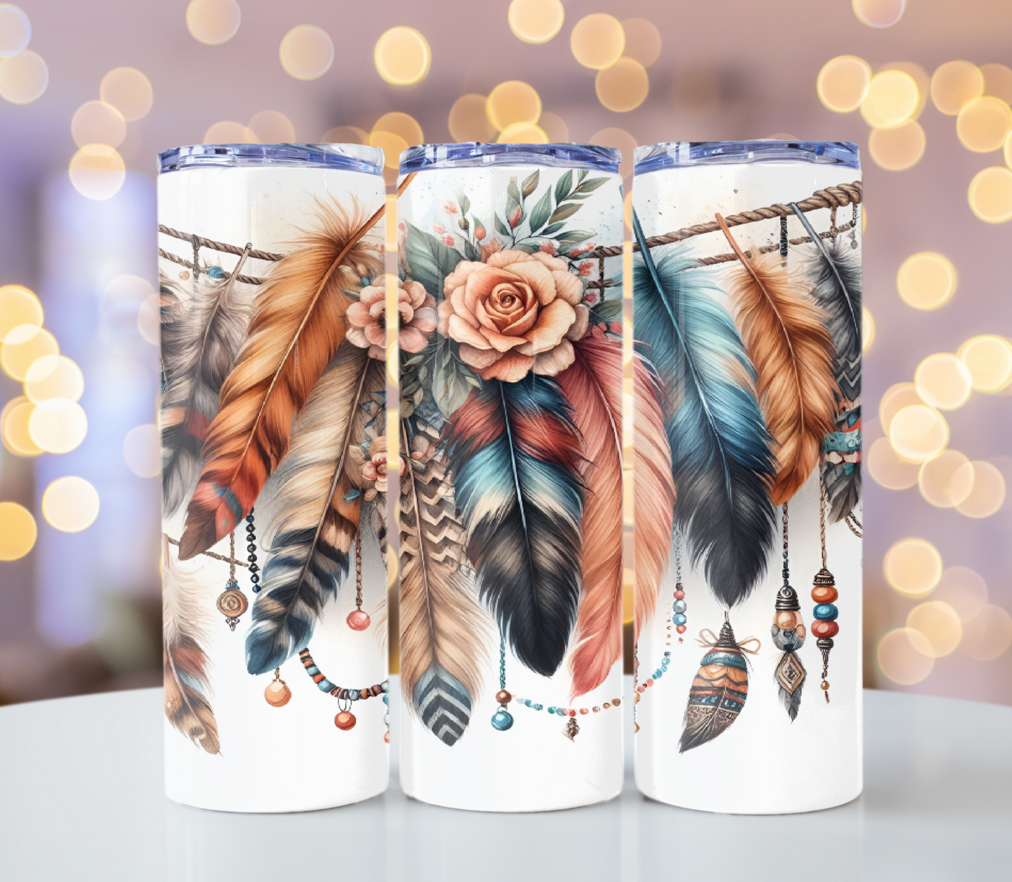 Boho Feather Tumbler | Glitz & Glamour Tumblers