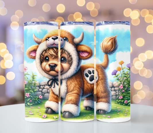 Highland cow in Costume tumbler drinkware