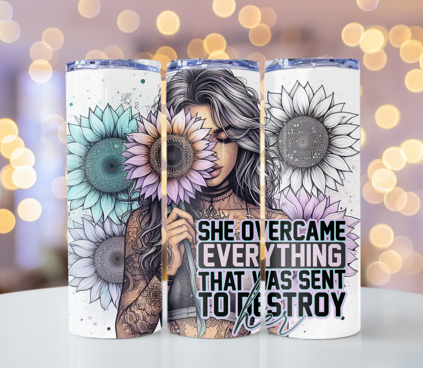 She Overcame Everything Tumbler | Glitz & Glamour Tumblers