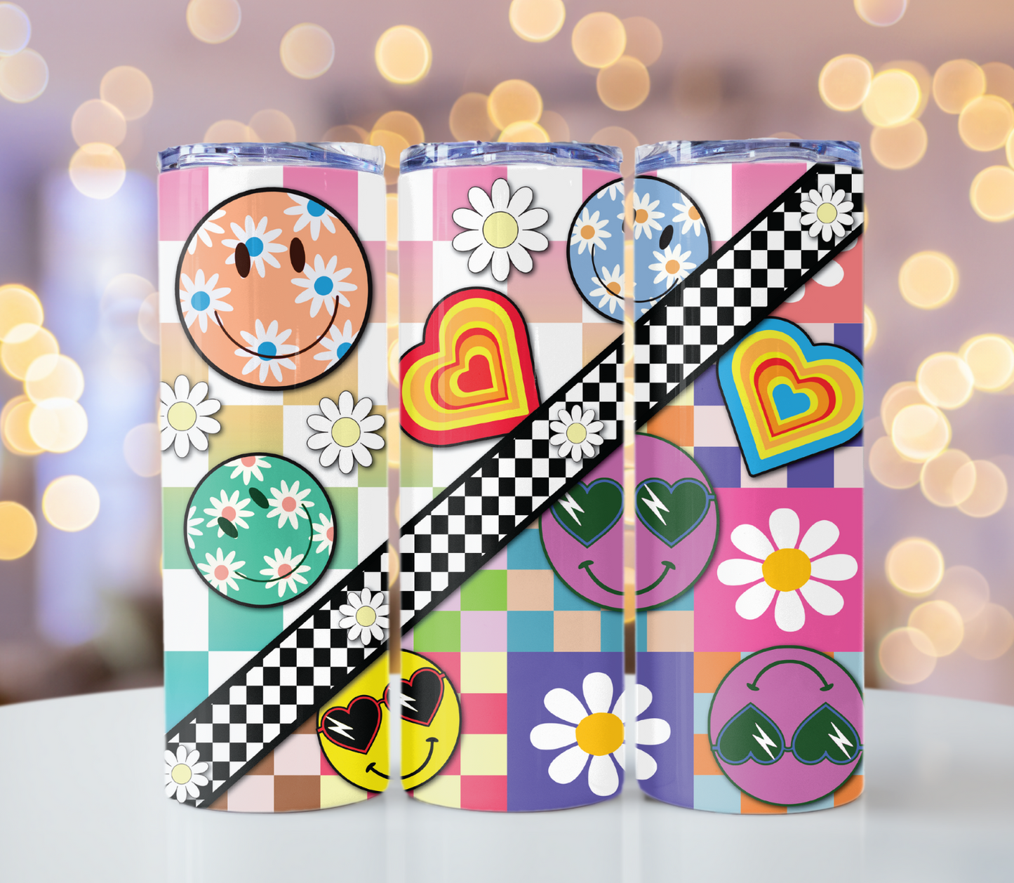 Retro Smiley Face Design Tumbler | Glitz & Glamour Tumblers
