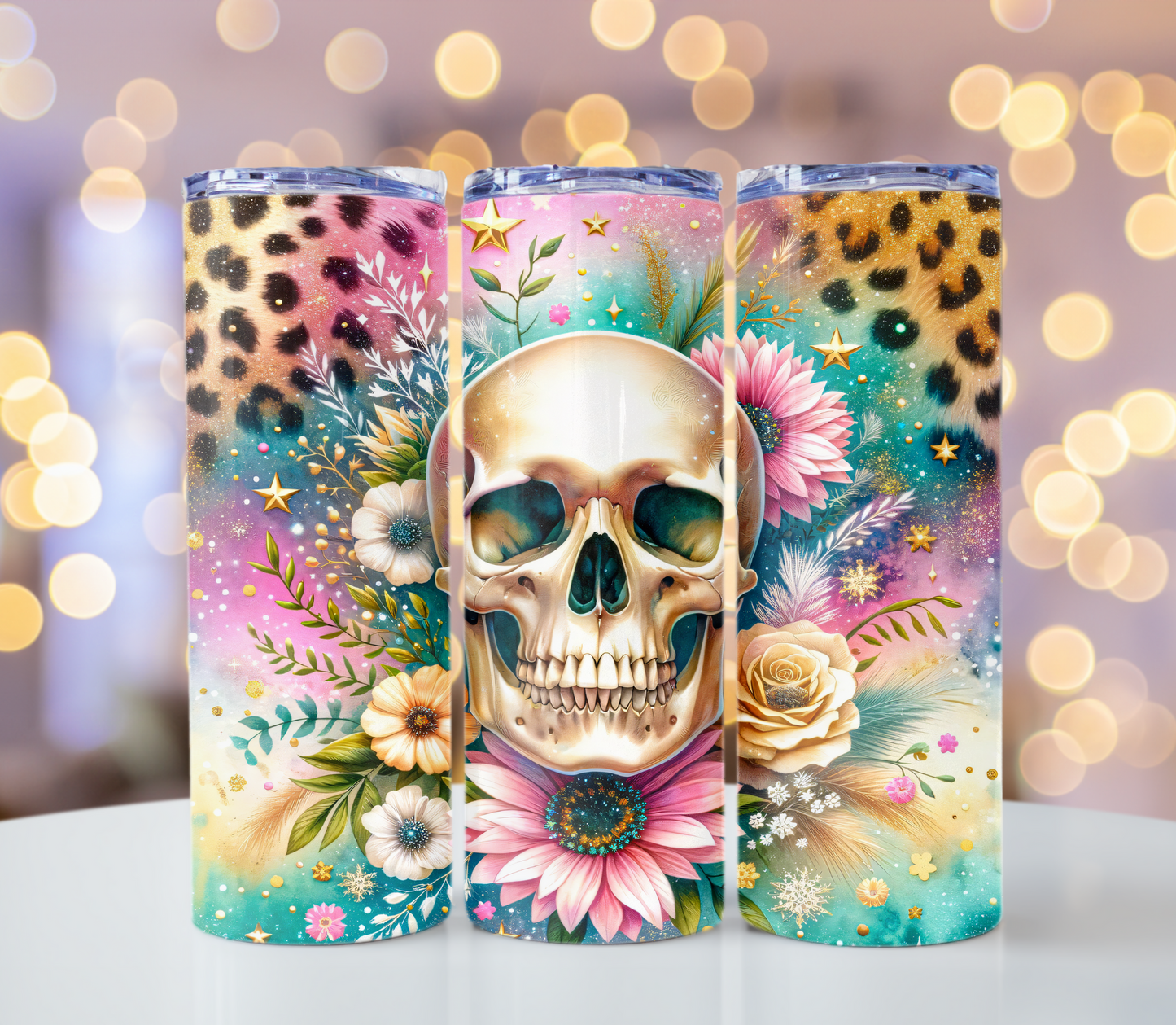 Floral Skull Tumbler | Glitz & Glamour Tumblers