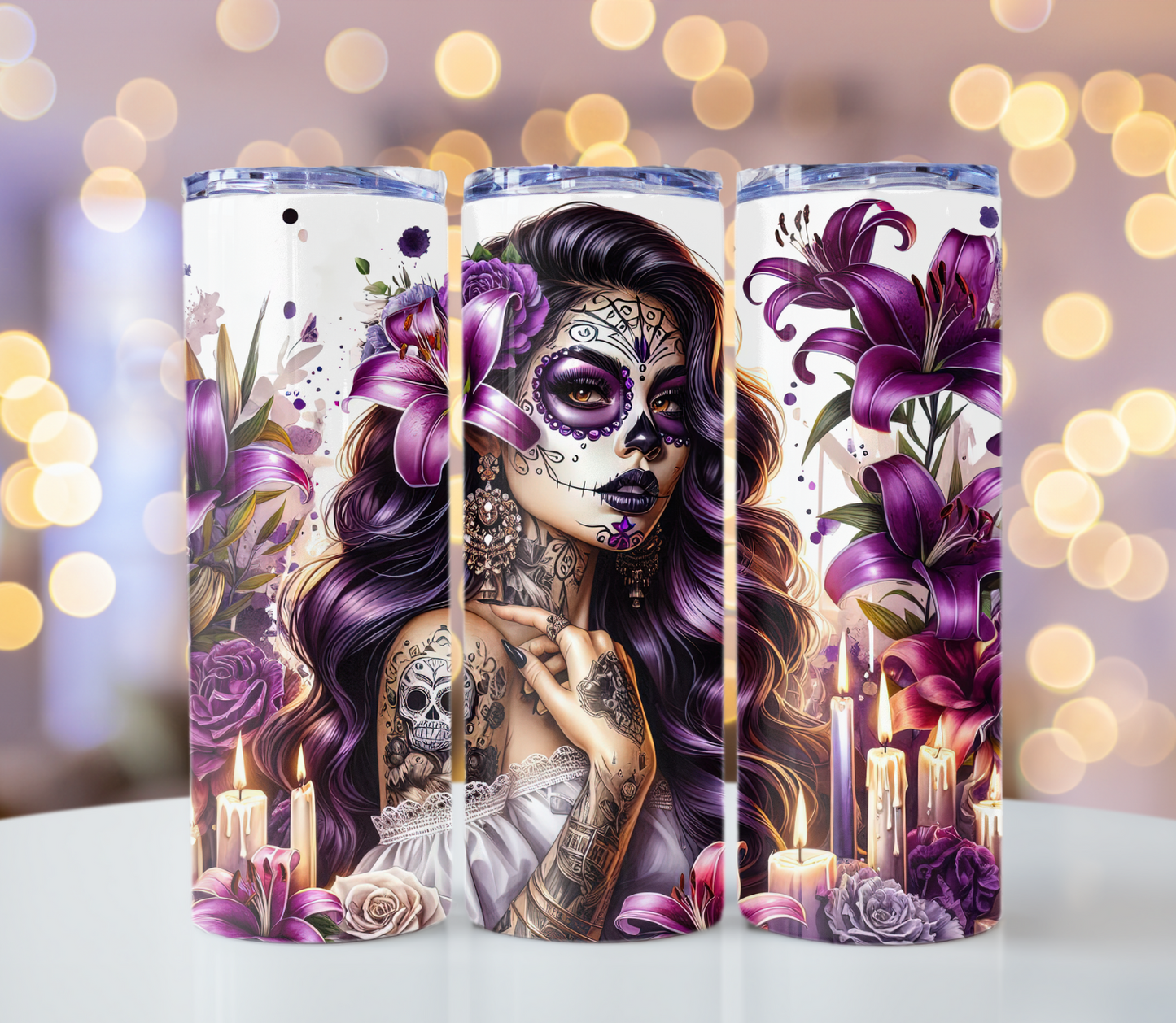 Sugar Skull Girl Tumbler | Glitz & Glamour Tumblers
