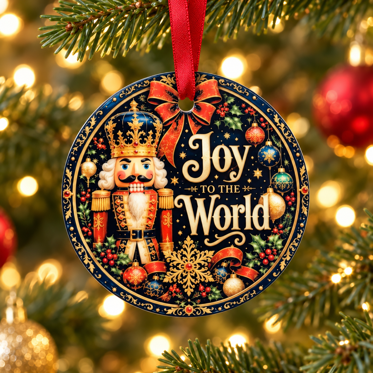Joy to the World Glass Ornament