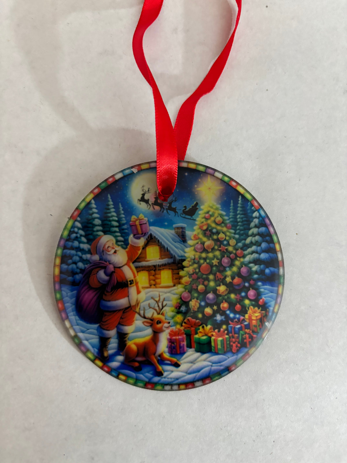 Santa Glass Ornament