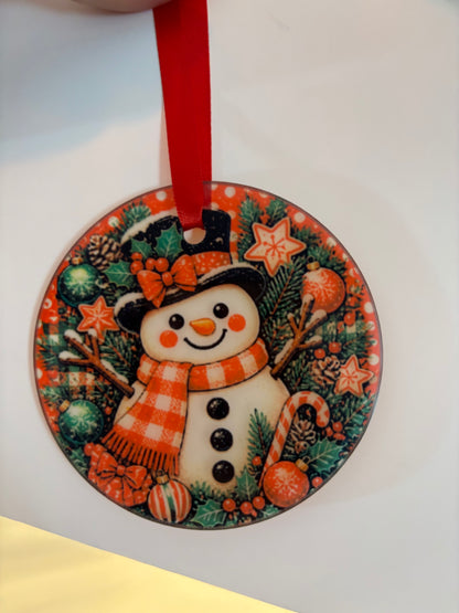 Snowman Glass Ornament