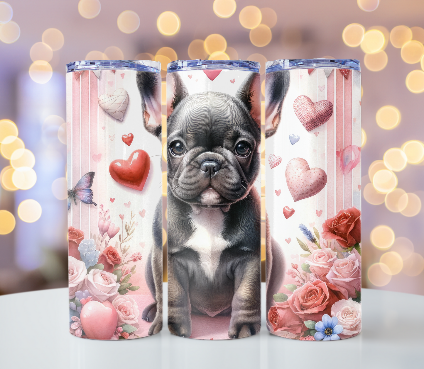 Valentine French Bull Dog Tumbler | Glitz & Glamour Tumblers