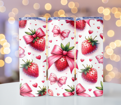 Strawberry Bow 20oz Tumbler | Glitz & Glamour
