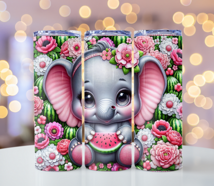 Watermelon Elephant 20oz Tumbler | Glitz & Glamour