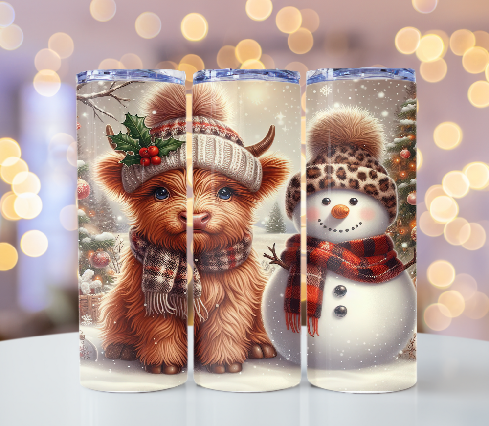 20oz Christmas Highland cow Tumbler