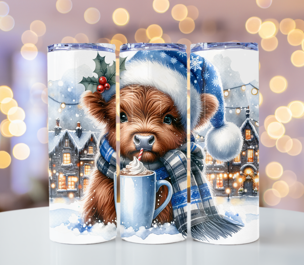 20oz Christmas cow tumbler