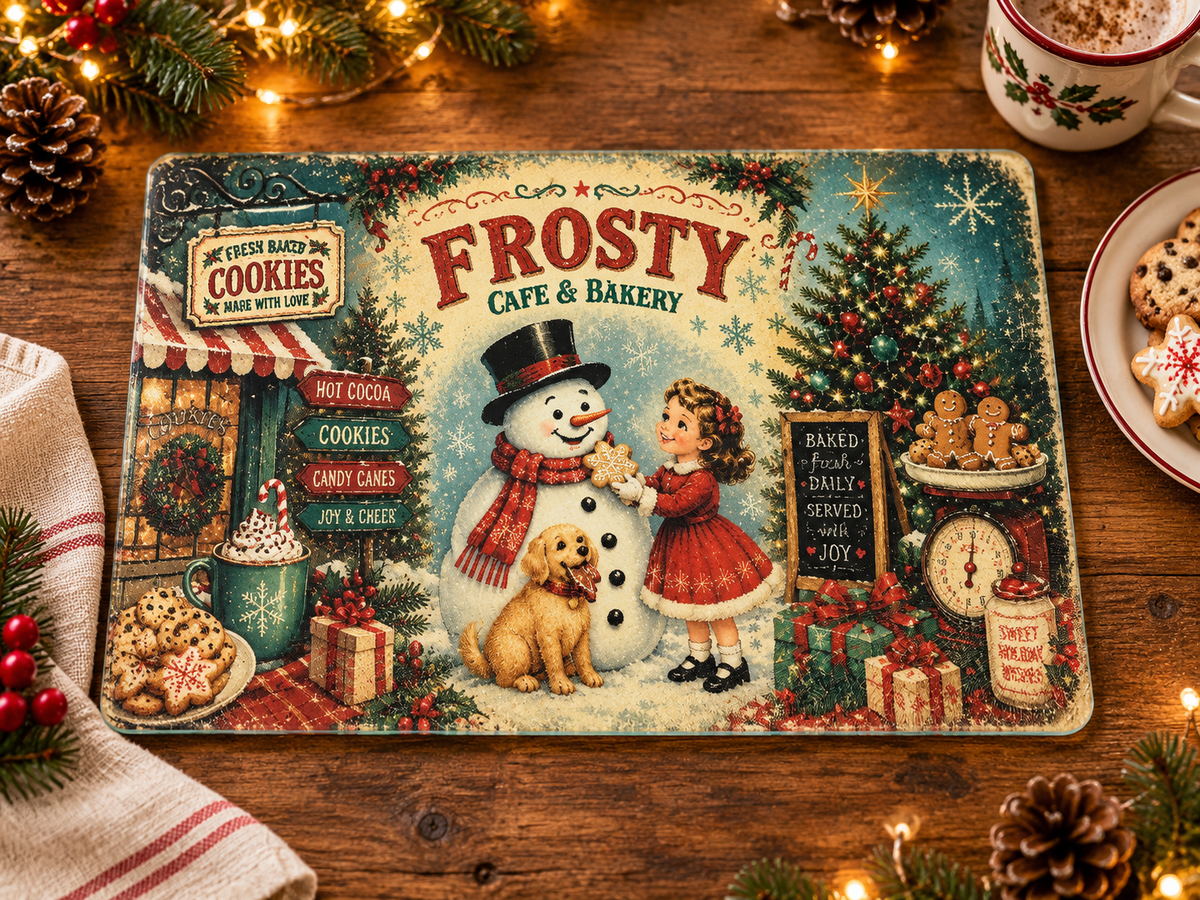 Frosty Cafe Glass Cutting Board
