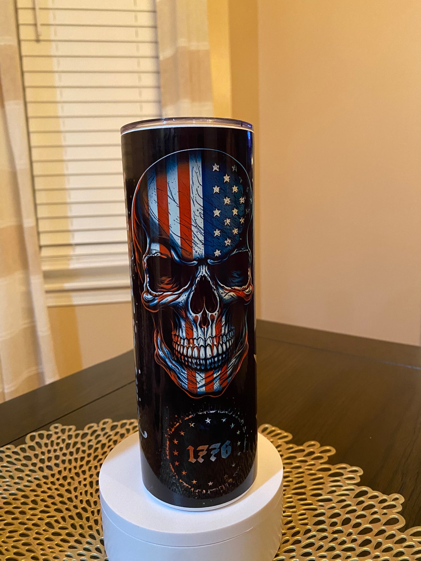 Skull 1776 With Flag Tumbler | Glitz & Glamour Tumblers