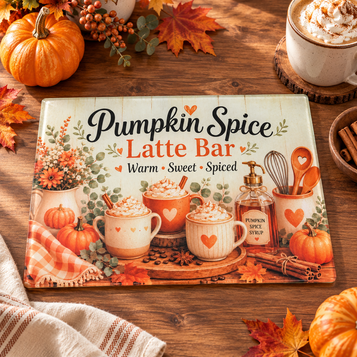 Pumpkin Spice Glass Cutting Board