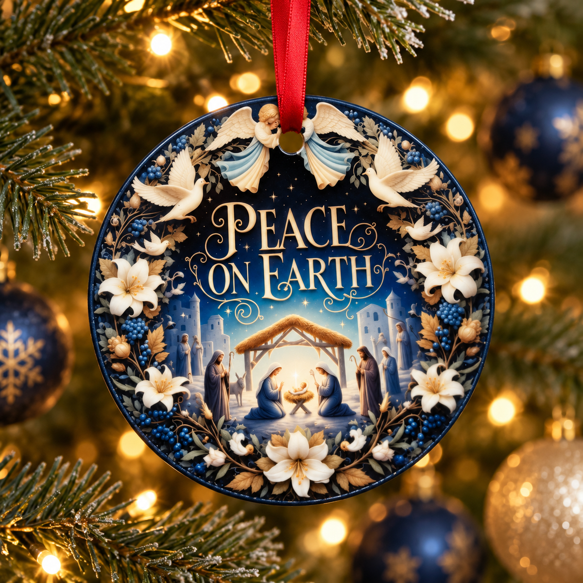 Peace on Earth Glass ornament