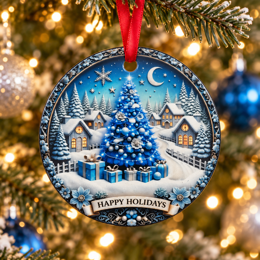 Happy Holidays Glass Ornament