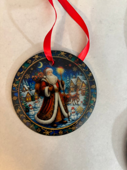Santa Glass Ornaments