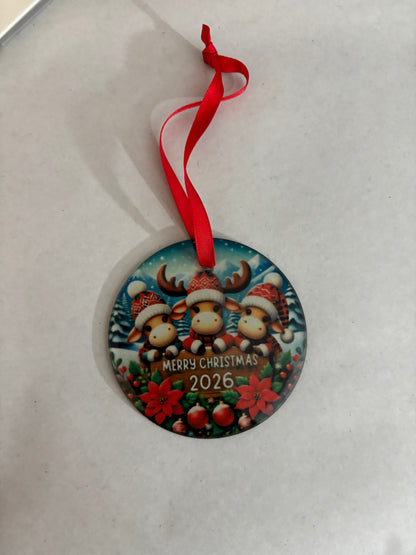 Merry Christmas 2026 Glass Ornament