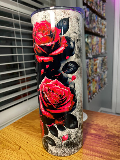 Skull With Red Roses Tumbler | Glitz & Glamour Tumblers